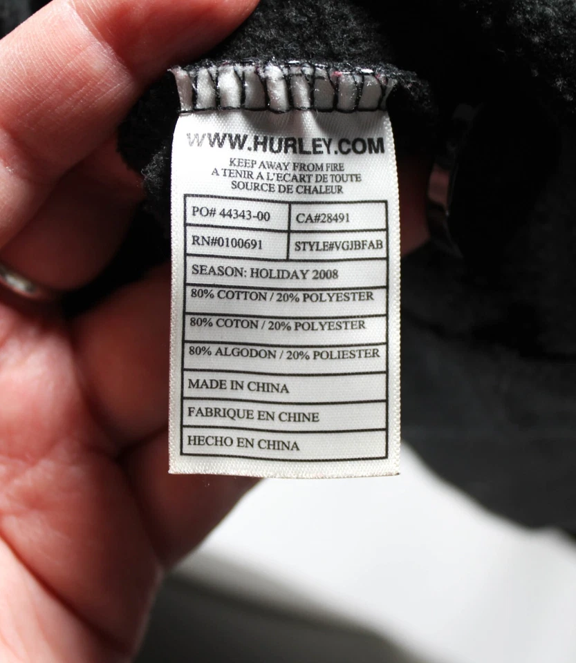 Chaqueta de moda estilo chaquetón negra vintage 2008 Hurley para mujer, talla grande Foto 4 de 4