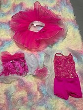 WEISSMAN SC 6/6x YOUTH GIRLS DANCE COSTUME pink Tap/jazz fringe  ballet tutu