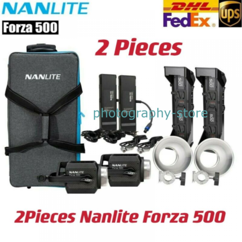 2 szt. Nanlite Forza 500 LED Video Light Kit 500W 5600K Fotografia Oświetlenie Lampa - Zdjęcie 1 z 12