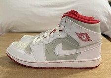 Air Jordan 1 Mid Hare White/Light Silver-True Red 719551-123 Men’s Size 10.5 US 