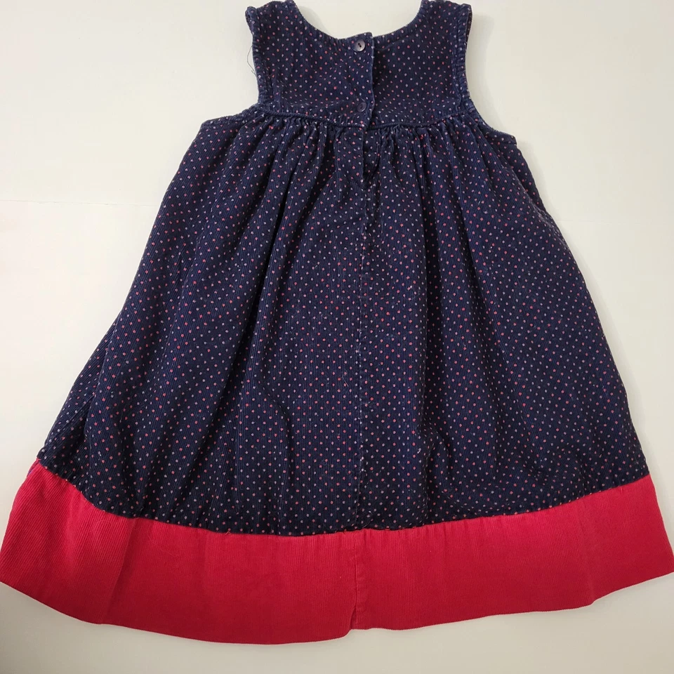 Vestido Samantha Says Niñas 5 Pana Jersey Azul Marino Rojo Lunares Bordado  Foto 2 de 4