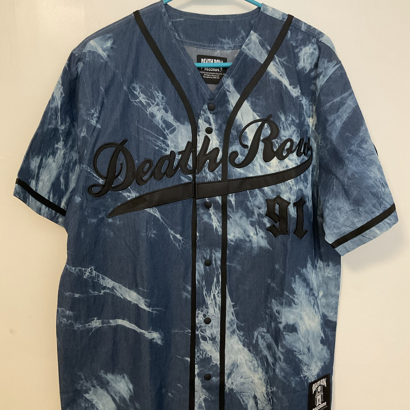 FILA DEATH ROW RECORDS X KING ICE MAGLIA DA BASEBALL TIE DYE NUOVA CON ETICHETTE TAGLIA S