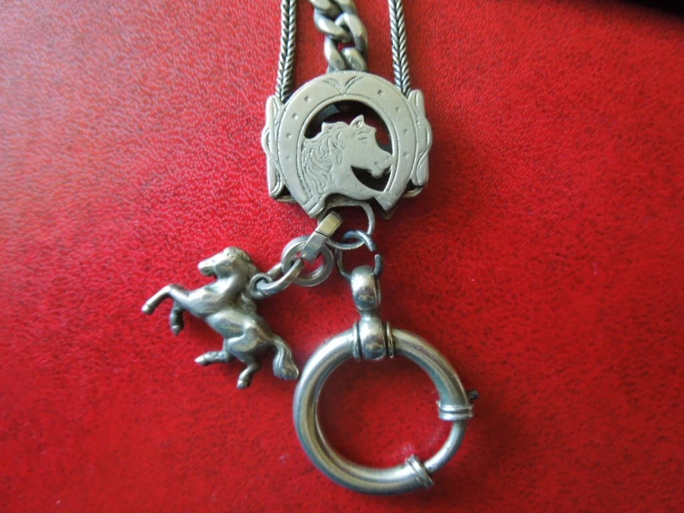 J5105 ANTIGUO RELOJ BOLSILLO ALEMÁN CADENA/ZAPATO DE CABALLO DE LA SUERTE VER DESCRIPCIÓN Foto 2 de 4