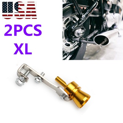 2 Pcs XL General Car/Moto Exhaust Pipe Roar Turbowhistle Booster Simulator Gold
