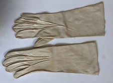 Fownes Vintage Hand Made Long Ivory White Cotton Gloves Size 6