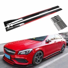 For Hyundai Genesis 86.6" Side Skirt Extension Rocker Panel Splitter Black Red