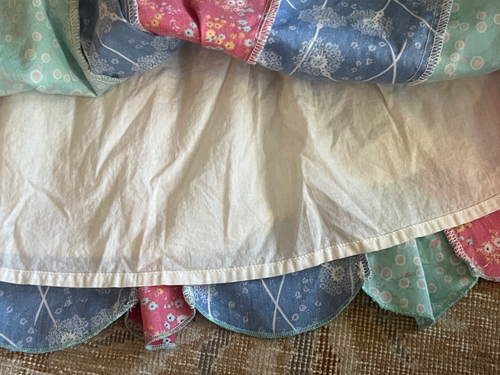 MATILDA JANE SKIRT LINED STRIPS OF FLORAL FABRICS SCALLOPED HEM 4 COTTON BLEND - Picture 4 of 5
