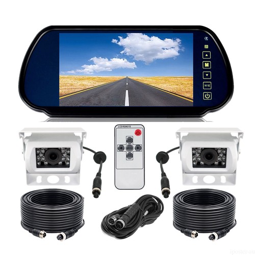 7" Mirror Monitor Front Rear Night Vision Rear View Camera Kit For Caravan Truck - Picture 13 of 13