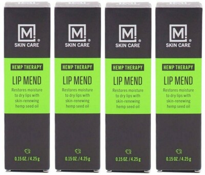 4 Pack- M. Skin Care Hemp Therapy Lip Mend Balm for Men, 0.15 oz