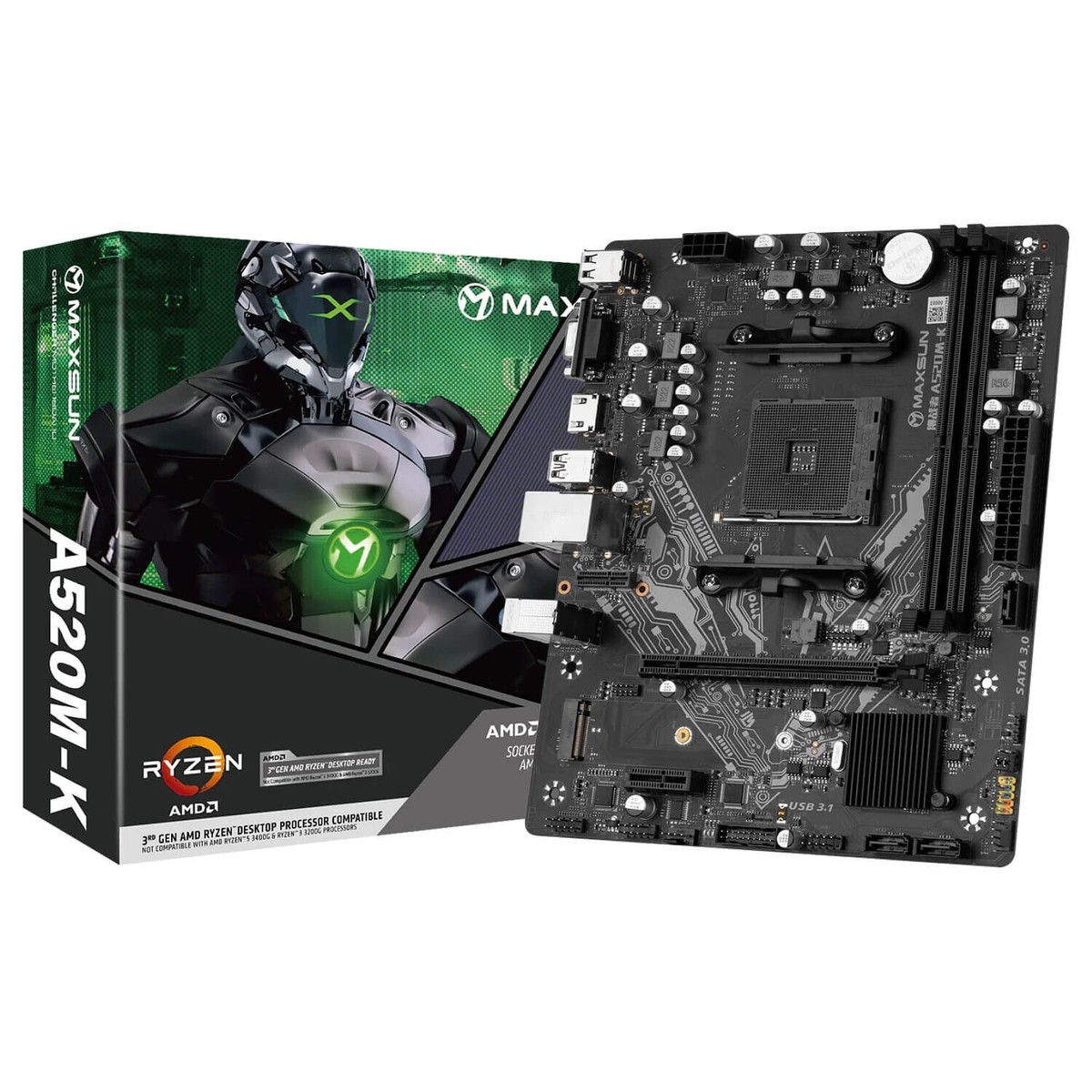 MAXSUN Challenger A520M-K AMD A520 AM4 DDR4 Micro ATX M.2 PCIe