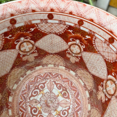 Japanese Antique Porcelain Large Bowl Kutani ware Underglaze blue mark Meiji - Picture 12 of 19