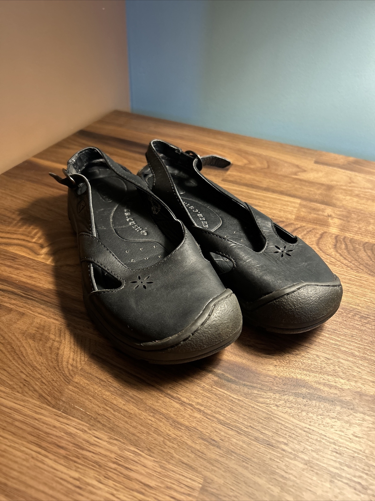 Sandali Keen Donna 7 Casual Slingback Flats 1004674 Pelle Nera Comfort