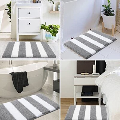 Smiry Microfiber Bathroom Rug Soft and Absorbent Bath Rug Machine Washable 17x24