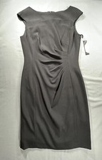 Tahari Arthur S. Levine cap sleeve side ruching black dress women’s 8 New
