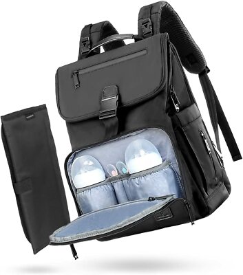 Zaino Mamma Multifunzione Con Fasciatoio - Grande Capacità, 20 Scomparti, Impermeabile, Nero - Foto 8