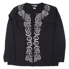 Pierre Raffi Paris Western Inspired Womens Blazer Jacket Black Crazy Pattern M