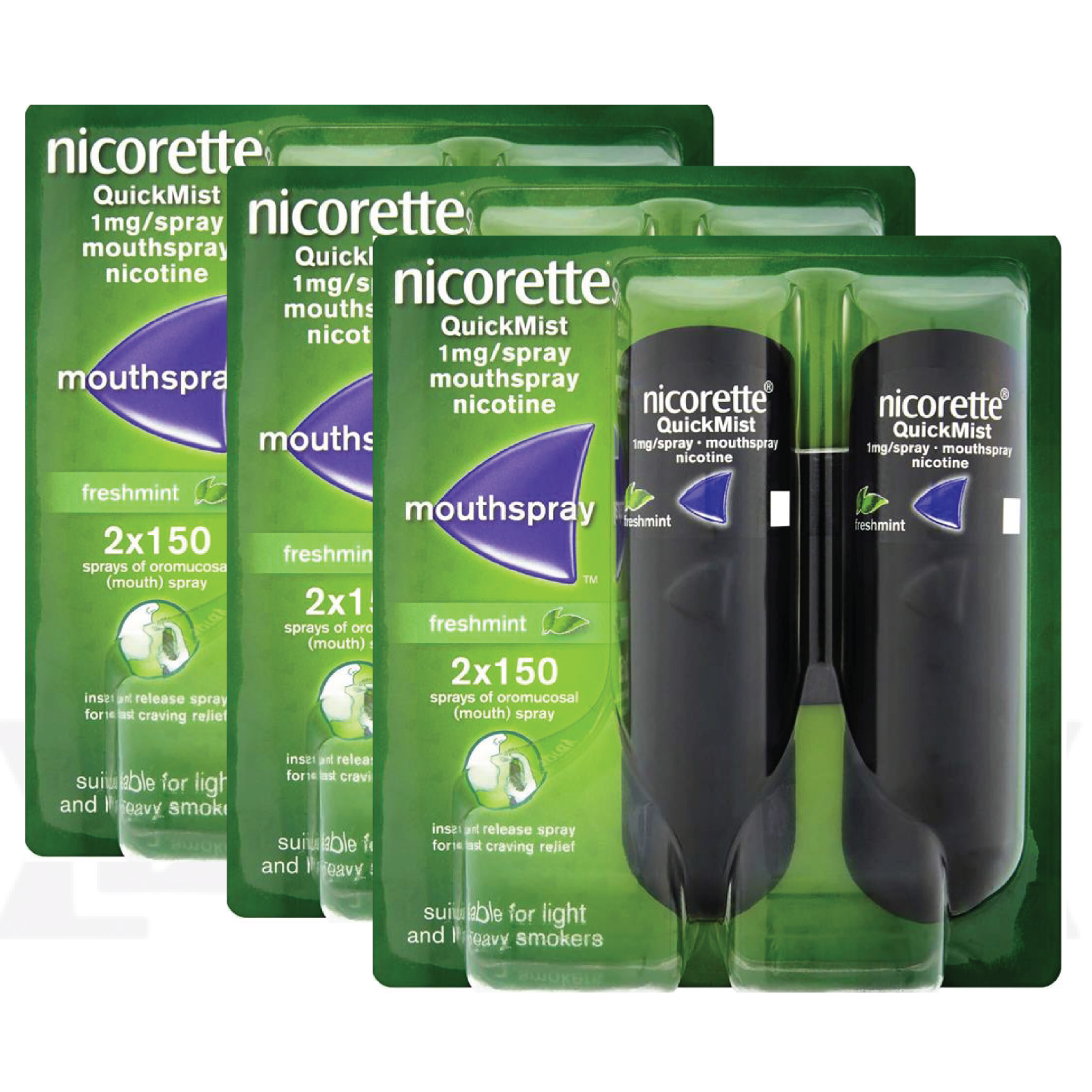 Quickmist Packshot Nicorette Quickmist Duo, 2 x 150 sprays PACK OF 3-FREE SHIPPING | eBay