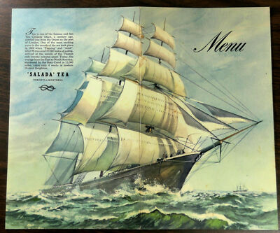 Old Vintage Blank Orient  to London TEA CLIPPER Menu SALADA TEA Toronto Montreal