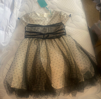 Abel & Lula Girls Black Lace Overlay Dress Sz 4 NWT