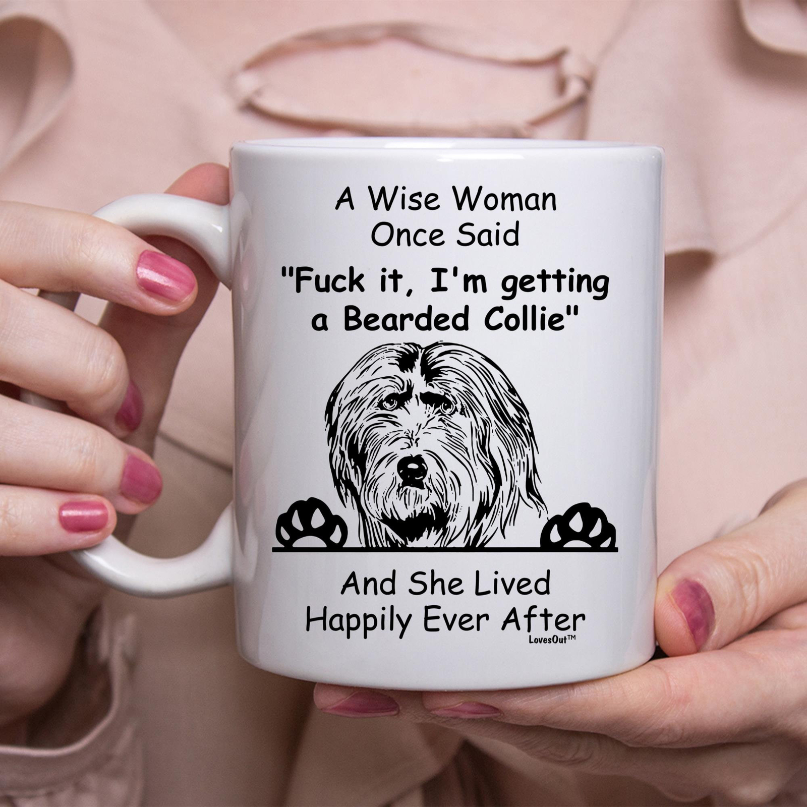 Funny Bearded Collie Gift For Women White Coffee Mug Coffee Cup