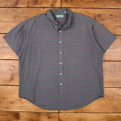 Vintage L.L. Bean Hemd 2XL Herren Knopf 90er Baumwolle kariert kariert kurz grün blau