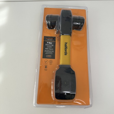 #ad Halfords T Bar Steering Wheel Lock With Alarm New with imperfect Packaging GBP 23.35