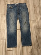 GUESS Men's Blue Vintage Denim Jeans Size 34x30Acid Washed Denim Straight Leg