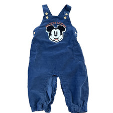 Disney Baby Mickey Mouse Embroidered Corduroy Overalls Blue Toddler 18 Mon Y2K