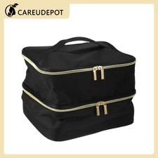 1Pcs Double Layer Nail Polish Carrying Case Organizer Case Nylon Black