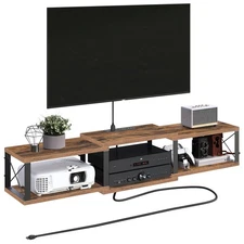MAHANCRIS Floating TV Stand with Power Outlet, Wall-Mounted Entertainment Cen...