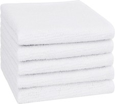 Washcloths, 5 Pack Microfiber Face Towels, 12x12 Inch White  Highly Absorbent 