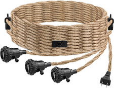 3 Light Plug in Pendant Light Cord, 25FT Hanging Lights with Plug in Cord, Hemp