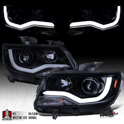 Fit 2015-2022 Chevy Colorado Black/Smoke LED Tube Projector Headlights Lamps