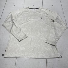 Spyder Rash Guard Shirt Mens Medium White Long Sleeve UPF 30 Surf Quick Dry