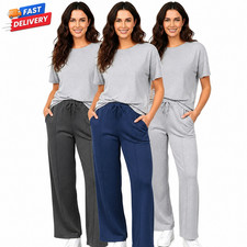 Womens Open Hem Joggers Ladies Tracksuit Bottoms Fleece jogging Trousers Pants