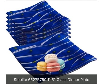 Steelite International square Riven Rippled Blue, 11.5'' Six Piece Set. 