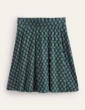 Boden Womens Mini wrap Skirt UK 14 US 10 Green Floral Jersey Pull On R0281 NWT
