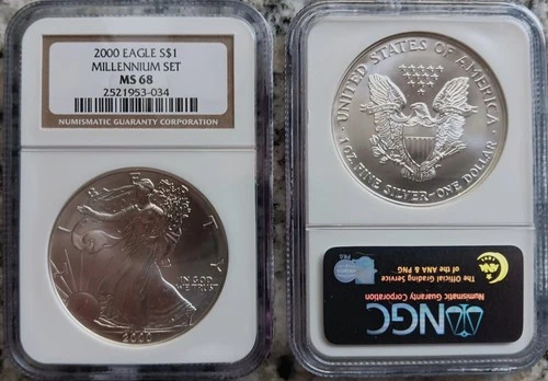 2000 Millennium Set NGC MS68 American Silver Eagle NGC Brown Label #2