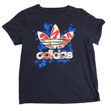 Adidas Kids Originals Adicolor Black T-Shirt Black Neon Logo Graphic Tee Medium