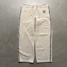 Vintage Y2K Old Navy Striped Graphic Sweatpants M Cream Baggy 2000s