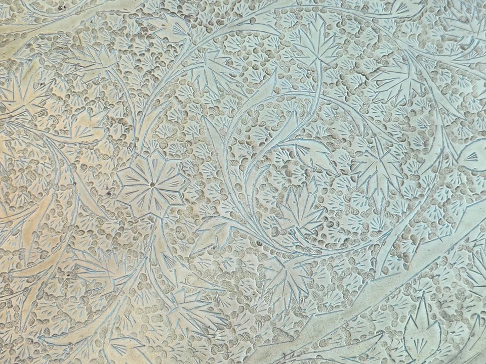 "Bandeja de té plegable de teca patas ornamentadas vintage Mid-Century Mcm marroquí grande 31"""  Foto 3 de 4