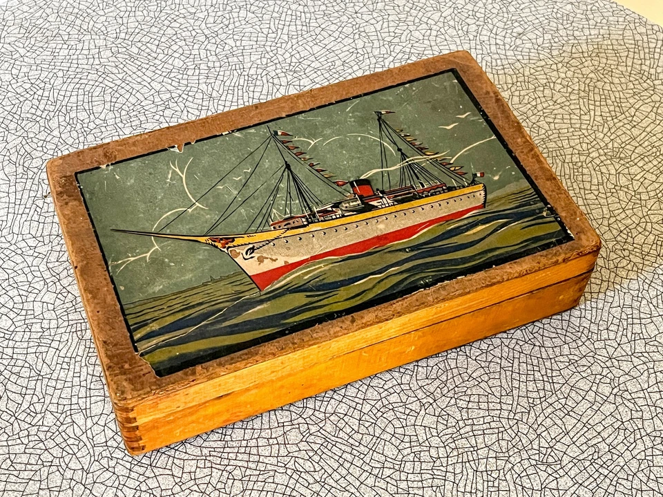 Jeu de cubes en bois en boite d'origine, jeu ancien, début XXè - Photo 4/4