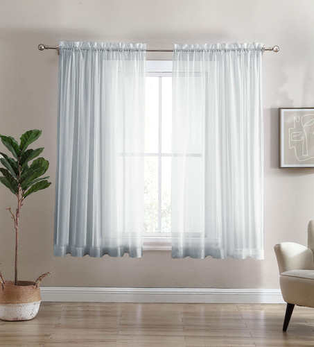 2 Panels Sheer Rod Pocket Voile Curtains/Drapes/Window Treatment Set for Livi...