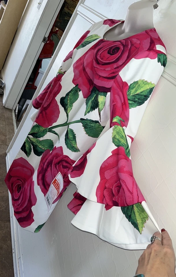 NUEVO CON ETIQUETAS Dorinda Clark Cole Rose 🌹 Colección GIANT FUCSIA BLOOM Vestido Chaqueta XL Foto 3 de 4