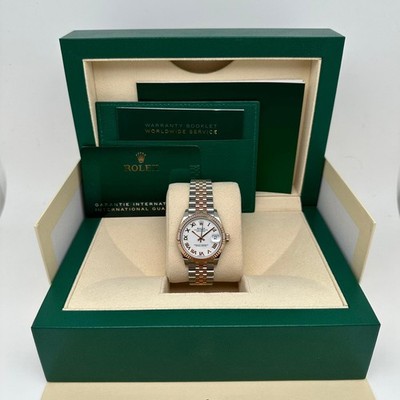 Rolex Datejust 31 18K Rose Gold Steel White Roman Dial Ladies Watch 278271