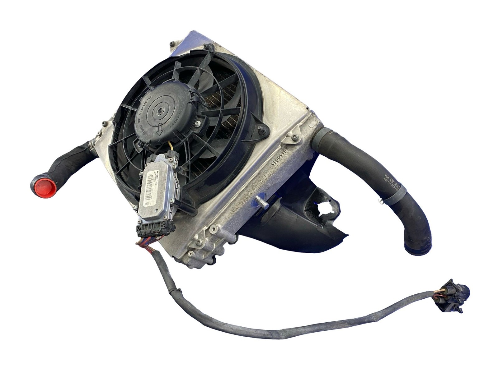 2008-2015 Audi R8 v10 5.2l front right auxiliary outer radiator fan w/ shroud