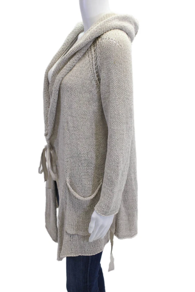 Cárdigan suéter Inhabit para mujer beige mezcla de algodón cordón talla S Foto 2 de 4