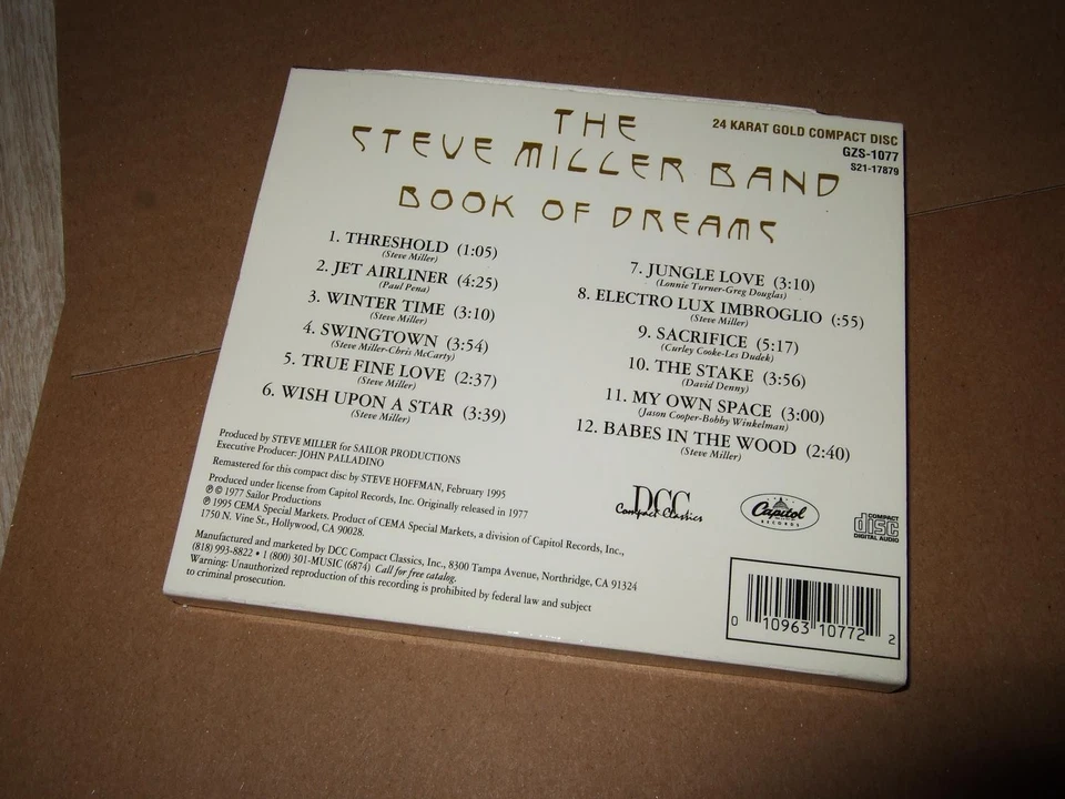 THE STEVE MILLER BAND : BOOK OF DREAMS 24KT GOLD CD BOX 1995 DCC GZS 1077 USA - Bild 2 von 3