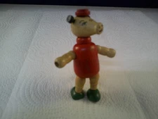 Vintage Handpainted Wooden String Articulated Flexible Poseable Pig 