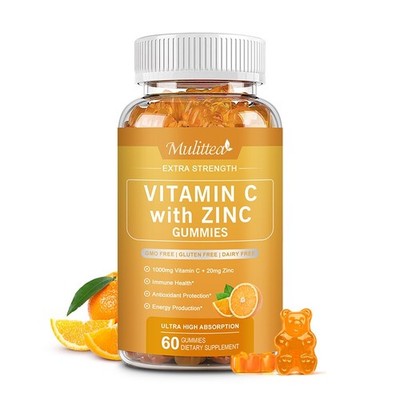 Vitamin C Zinc Gummies for Adults & Kids 1000mg C + 20mg Zinc - Immune Boost